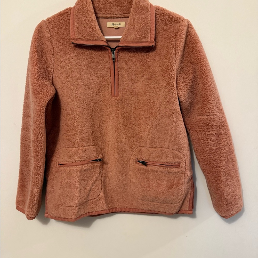 Women’s Madewell Fuzzy Pink Fleece 1/4 Zip Jacket